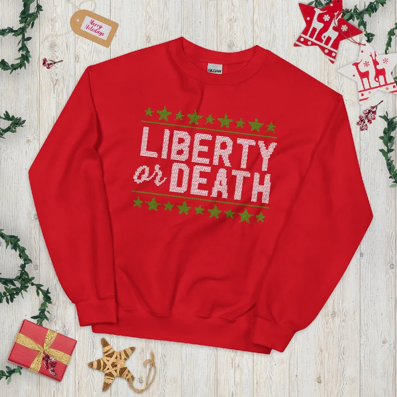 Liberty Or Death Ugly Christmas Sweatshirt Hoodie with Drawstring Waist Adjustable Fitted Liberty Or Death Ugly Christmas Sweatshirt Hoodie with Drawstring Waist Adjustable Fitted