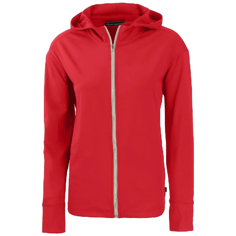 Cutter & Buck Women's Red Daybreak Eco Recycled Full Zip Hoodie Hoodie with Relaxed Fit Easy Casual Cutter & Buck Women's Red Daybreak Eco Recycled Full Zip Hoodie Hoodie with Relaxed Fit Easy Casual