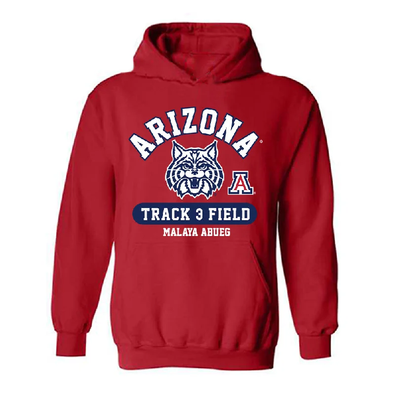 Arizona - NCAA Women's Track & Field : Malaya Abueg - Classic Fashion Shersey Hooded Sweatshirt Hoodie with Magnetic Closure Innovative Modern Arizona - NCAA Women's Track & Field : Malaya Abueg - Classic Fashion Shersey Hooded Sweatshirt Hoodie with Magnetic Closure Innovative Modern