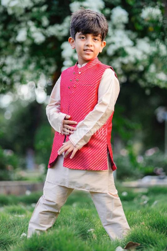 Boys Luxe Kurta Pajama with Vibrant Jacket Ensemble Zippered Jacket Buttoned Jacket Snapped Jacket