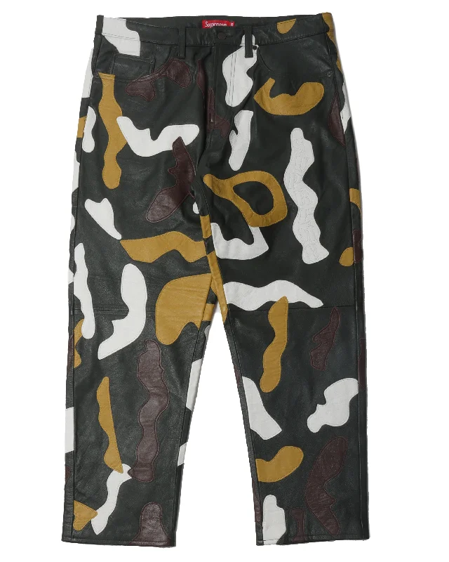 AW19 Camouflage Leather 5-Pocket Pants Fashionable Track Pants