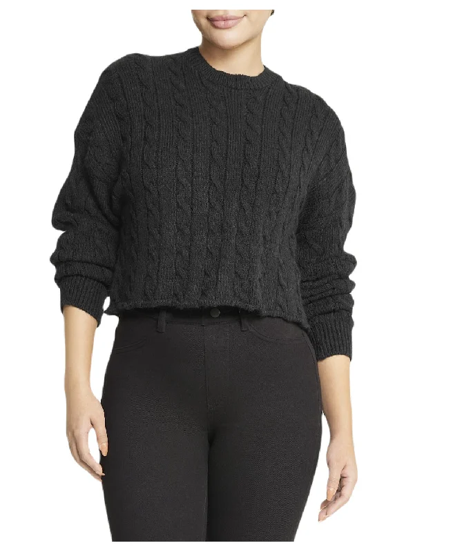 Cropped Boxy Cable Knit Sweater Rayon Fabric Velvet Fabric Corduroy Fabric