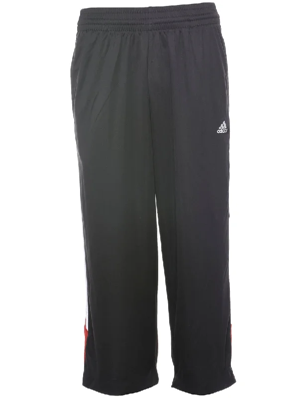 Adidas Black & White Track Pants - W33 L23 Trendy Wide-Legged Trousers
