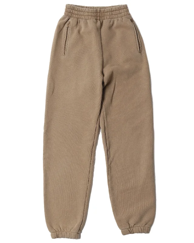 Tan Zip Pocket Sweat Pants Classic Cropped Pants