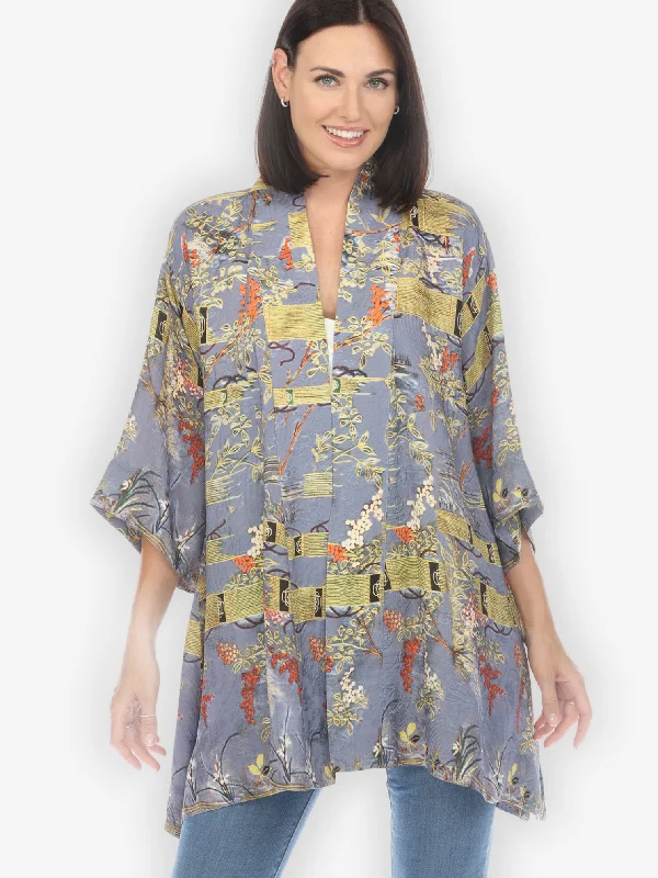 Water World Silk Kimono Jacket Oversized Jacket Tailored Jacket Straight Jacket
