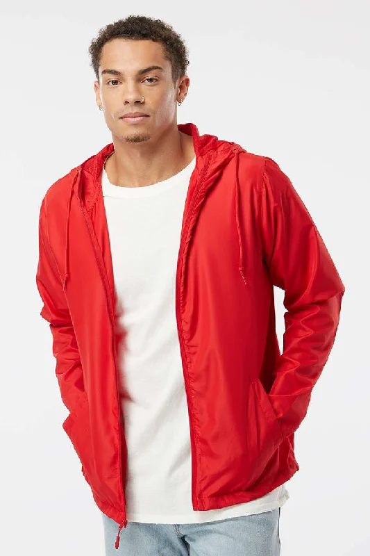 Independent Trading Company Mens Water Resistant Full Zip Windbreaker Hooded Jacket - Red One-Shoulder Jacket Off-the-Shoulder Jacket Asymmetrical Jacket Independent Trading Company Mens Water Resistant Full Zip Windbreaker Hooded Jacket - Red One-Shoulder Jacket Off-the-Shoulder Jacket Asymmetrical Jacket