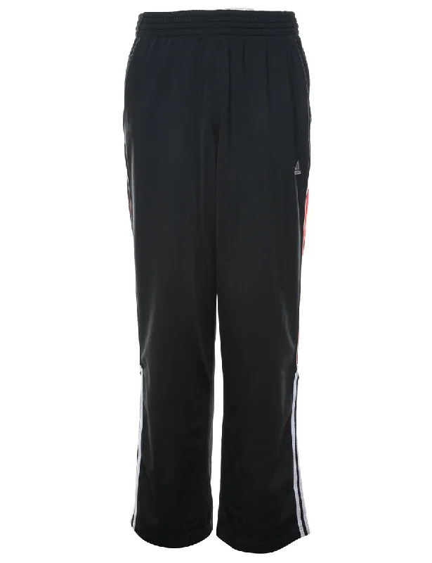 Adidas Black Track Pants - W34 L32 Comfortable Pleated Pants