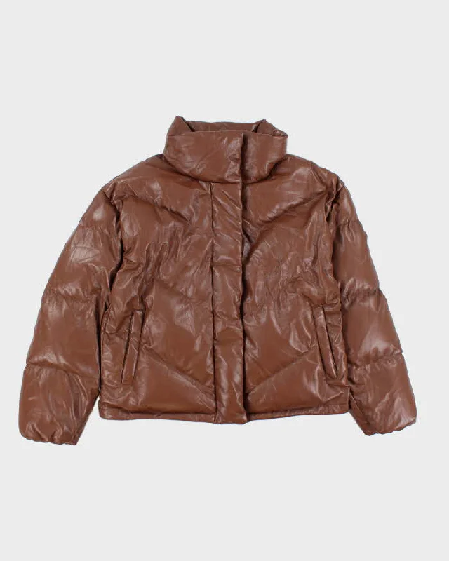 Vintage Women's The Cloud Puff Vegan Leather Down Puffer Jacket - M Trench Coat Raincoat Waterproof Jacket Vintage Women's The Cloud Puff Vegan Leather Down Puffer Jacket - M Trench Coat Raincoat Waterproof Jacket