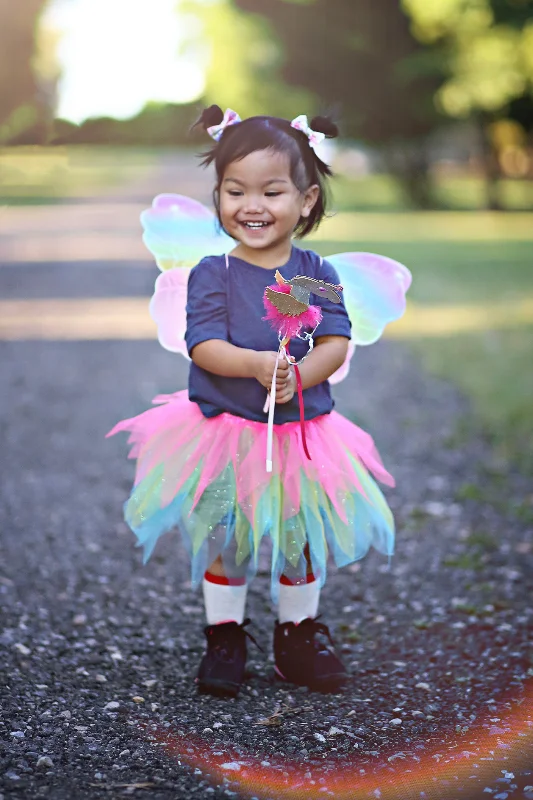 Neon Rainbow Skirt Wings and Wand Set chiffon skirt lightweight