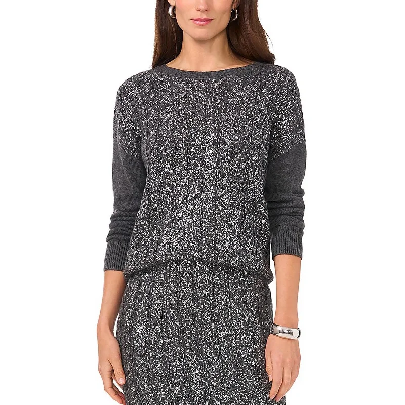 Vince Camuto Womens Metallic Cable Knit Crewneck Sweater Boxy Sweater Fitted Sweater A-Line Vince Camuto Womens Metallic Cable Knit Crewneck Sweater Boxy Sweater Fitted Sweater A-Line