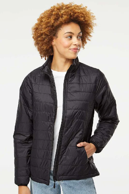 Independent Trading Company Womens Wind & Water Resistant Full Zip Puffer Jacket - Black Notch Collar Peter Pan Collar Cowl Neck Independent Trading Company Womens Wind & Water Resistant Full Zip Puffer Jacket - Black Notch Collar Peter Pan Collar Cowl Neck