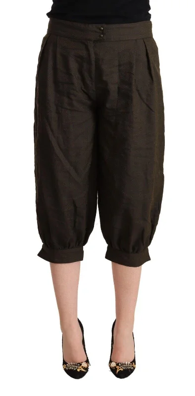 GF Ferre Chic Cropped Harem Pants in Luxe Brown Blend Lightweight Jogger Pants
