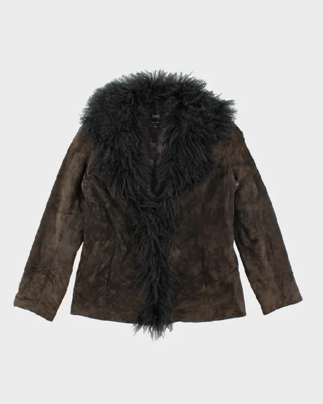 Vintage Y2k 00s F.L.A.G. Suede Faux Fur Lined Jacket - S Front Pockets Side Pockets Patch Pockets