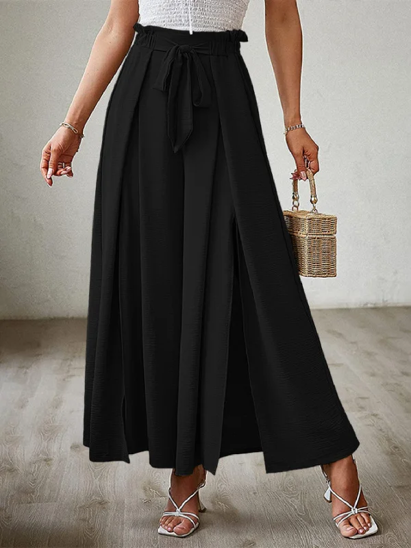Hazel Blues® |  Tied Slit Wide Leg Pants Elegant Trouser Pants