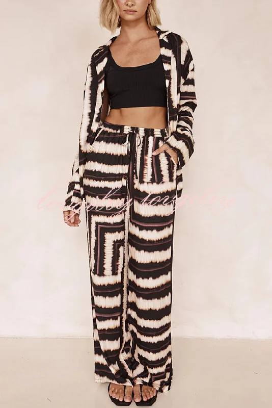 Planning Trips Satin Tie Dye Unique Print Elastic Waist Pocketed Wide Leg Pants Fashionable Track Pants Planning Trips Satin Tie Dye Unique Print Elastic Waist Pocketed Wide Leg Pants Fashionable Track Pants