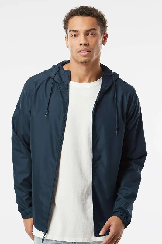 Independent Trading Company Mens Water Resistant Full Zip Windbreaker Hooded Jacket - Classic Navy Blue Wool Jacket Cashmere Jacket Tweed Jacket Independent Trading Company Mens Water Resistant Full Zip Windbreaker Hooded Jacket - Classic Navy Blue Wool Jacket Cashmere Jacket Tweed Jacket