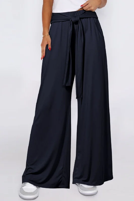Hazel Blues® |  Tied Wide Leg Pants with Pockets Slim-Fit Leggings
