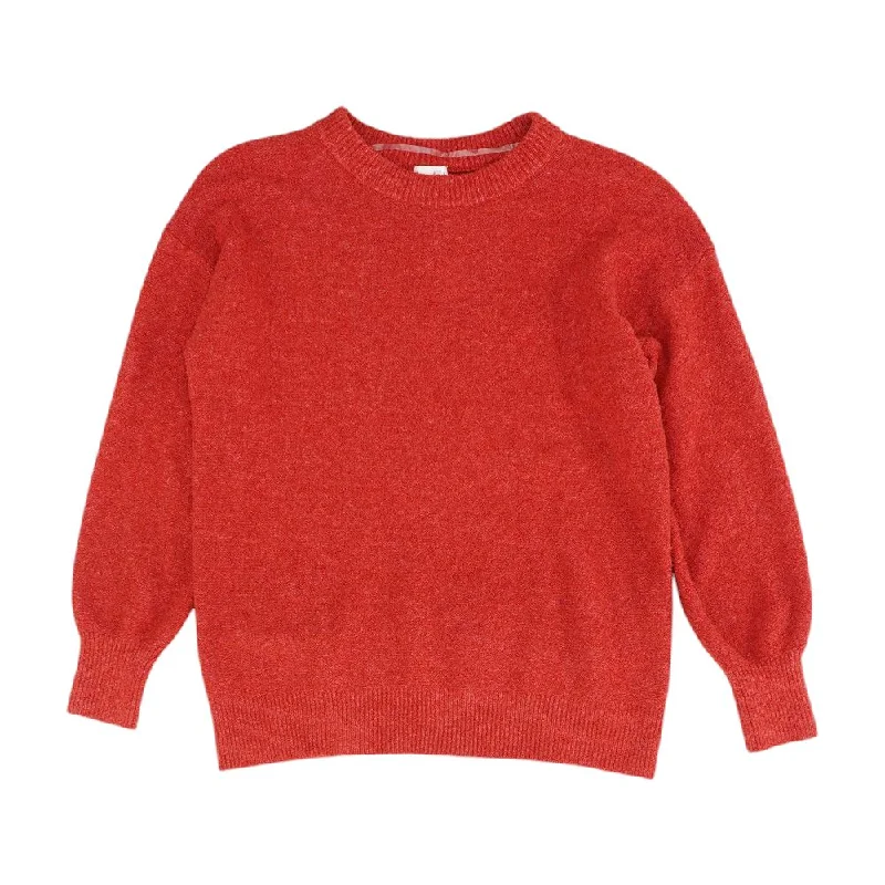 Red Solid Crewneck Sweater Rayon Fabric Velvet Fabric Corduroy Fabric