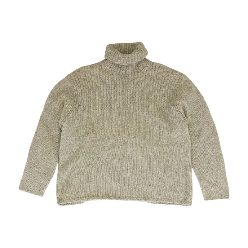 Gray Solid Turtleneck Sweater Spandex Blend Rayon Blend Denim Blend