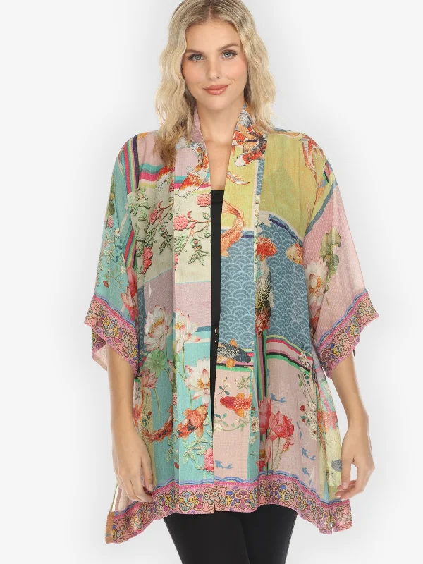 Koi Fish Block Pattern Kimono Jacket Corduroy Jacket Velvet Jacket Brocade Jacket