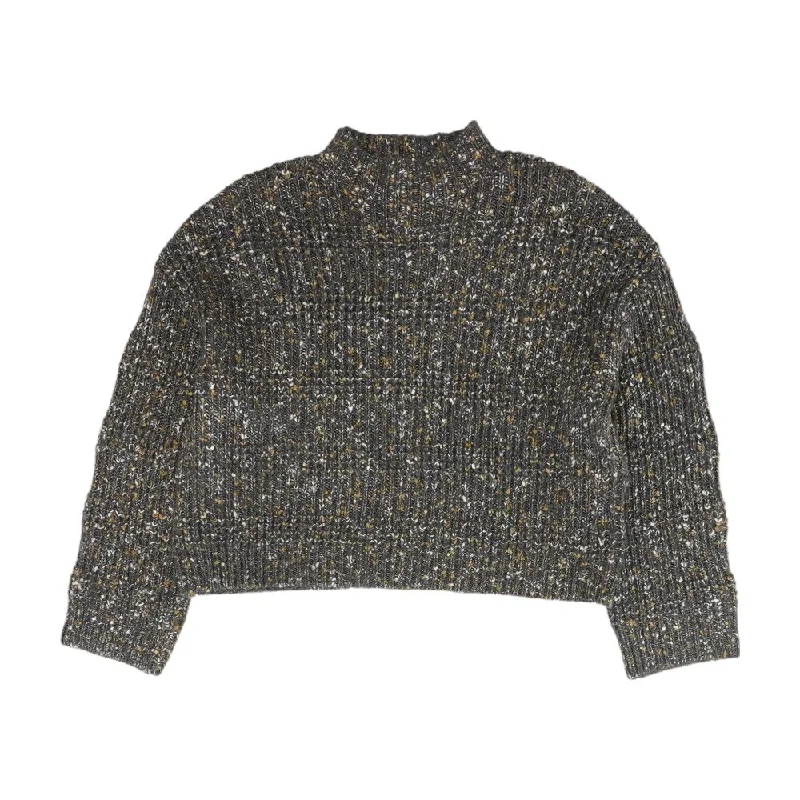 Gray Misc. Mockneck Sweater Beaded Sweater Sequined Faux Fur