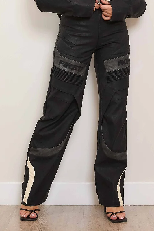 FURIOUS MOTOR RACING LEATHER WIDE PANTS Fashionable Work Pants