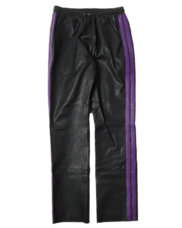 Sample Leather Purple Stripped Pants Casual Lounge Pants