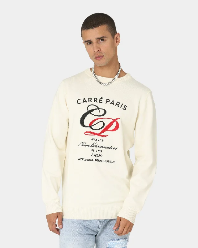 Carré Revolutionnaires Knit Sweater Off White Front Pockets Side Pockets Patch Pockets Carré Revolutionnaires Knit Sweater Off White Front Pockets Side Pockets Patch Pockets
