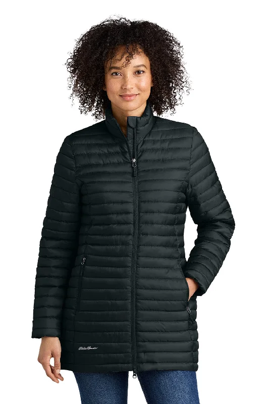 Eddie Bauer Womens Packable Quilted Water Resistant Full Zip Jacket - Black Insulated Jacket Fitted Jacket Loose Jacket