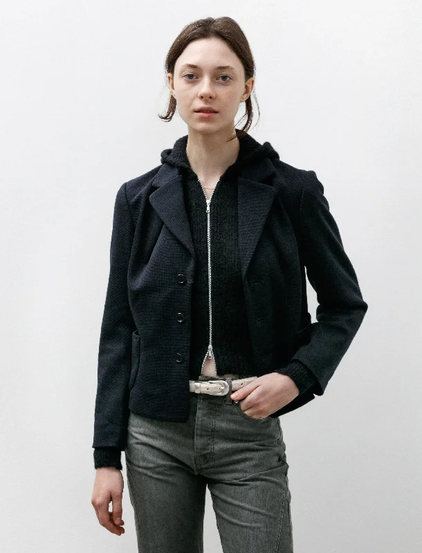 Milano Wool Jacket Navy One-Shoulder Jacket Off-the-Shoulder Jacket Asymmetrical Jacket Milano Wool Jacket Navy One-Shoulder Jacket Off-the-Shoulder Jacket Asymmetrical Jacket