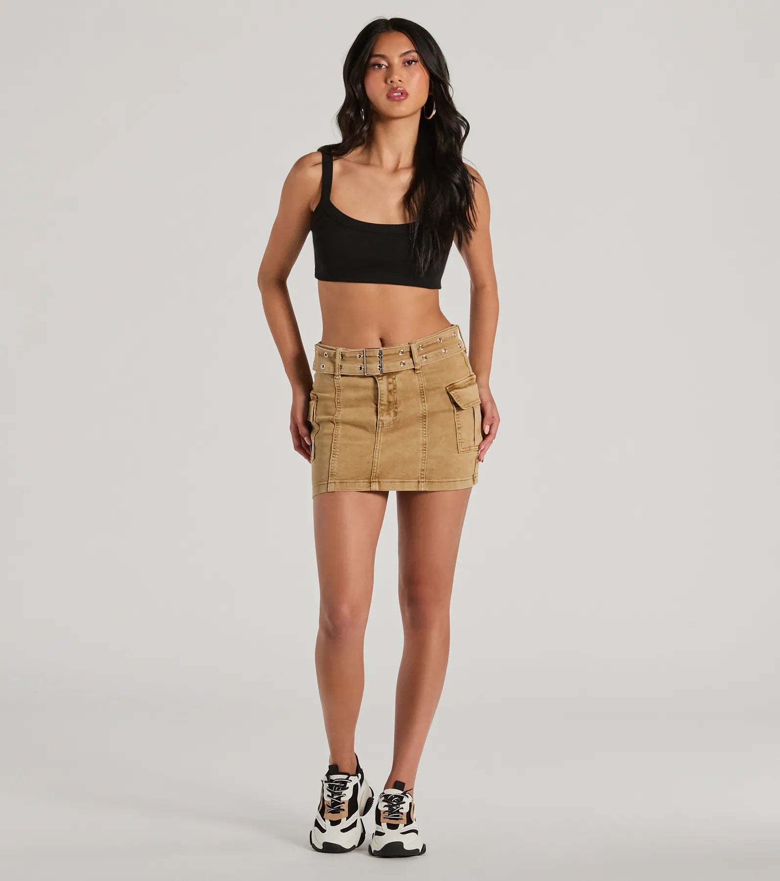 Top Of The Trends Belted Cargo Mini Skirt corduroy skirt durable