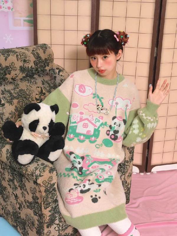 Panda sweater skirt【s0000005370】 leather skirt refined