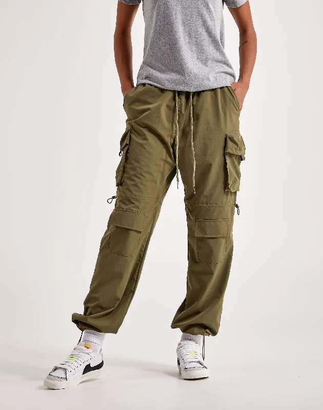 Red Fox Nylon Cargo Pants High-Waist Jogger Pants