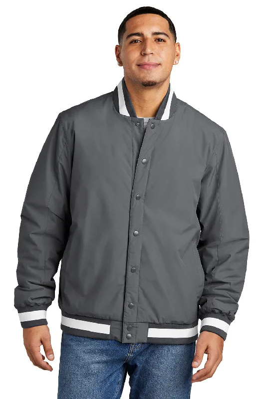 Sport-Tek Mens Water Resistant Snap Down Varsity Jacket - Graphite Grey Satin Fabric Silk Fabric Chiffon Fabric Sport-Tek Mens Water Resistant Snap Down Varsity Jacket - Graphite Grey Satin Fabric Silk Fabric Chiffon Fabric