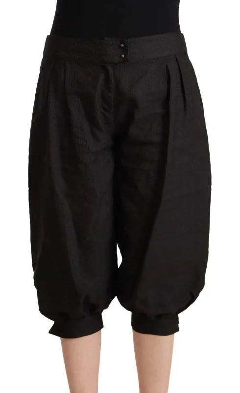 GF Ferre Chic Mid Waist Cropped Harem Pants Trendy High-Waist Trousers