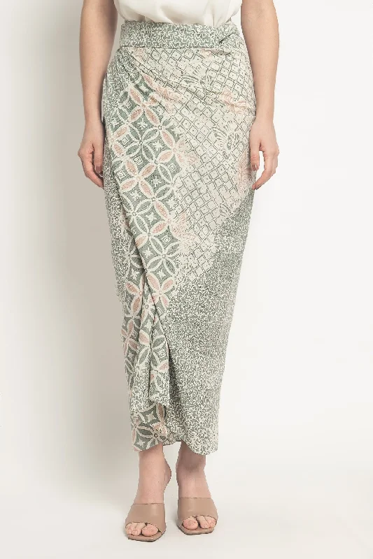 Kemala Skirt in Cream Olive linen skirt light