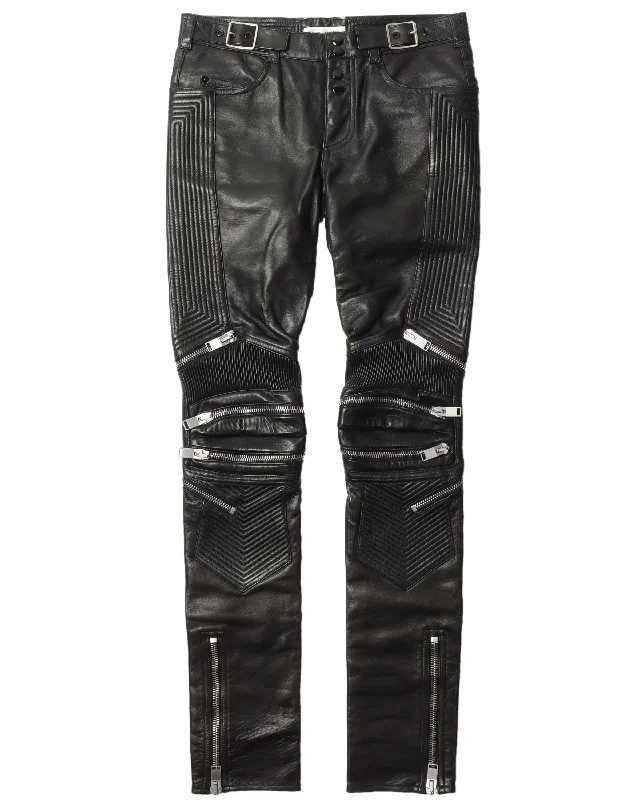 Leather Biker Pants Fashionable Sporty Pants