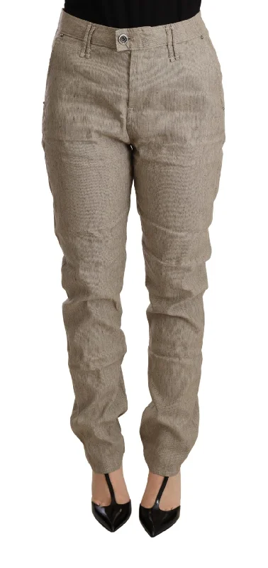 CYCLE Chic Beige Mid Waist Baggy Pants for Sophisticated Style Relaxed Linen Pants