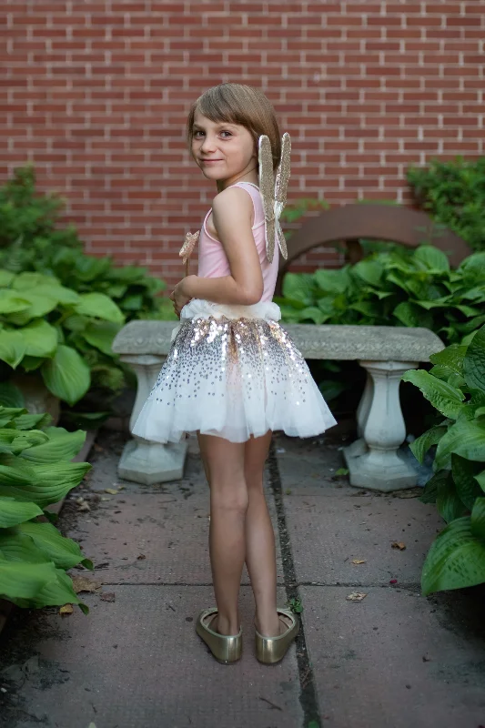 Gracious Gold Sequins Skirt, Wings, & Wand lace skirt elegant