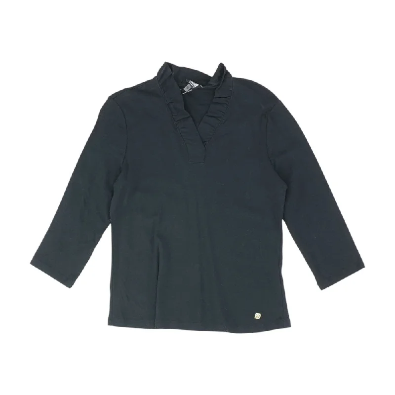 Black Solid V-Neck Sweater Front Pockets Side Pockets Patch Pockets