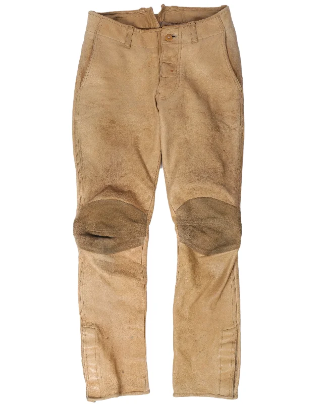 Leather Motorcycle Pants Cozy Full-Length Pants
