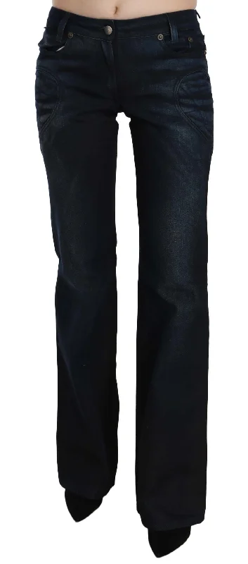Just Cavalli Chic Mid Waist Straight Denim Pants Comfortable Jogging Pants