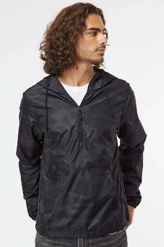 Independent Trading Company Mens Water Resistant 1/4 Zip Windbreaker Hooded Jacket - Black Camo Mesh Jacket Canvas Jacket Denim Jacket Independent Trading Company Mens Water Resistant 1/4 Zip Windbreaker Hooded Jacket - Black Camo Mesh Jacket Canvas Jacket Denim Jacket