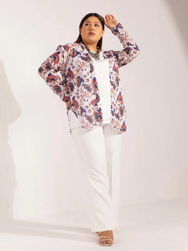 Front Open Printed Jacket- white and blue Zippered Jacket Buttoned Jacket Snapped Jacket Front Open Printed Jacket- white and blue Zippered Jacket Buttoned Jacket Snapped Jacket