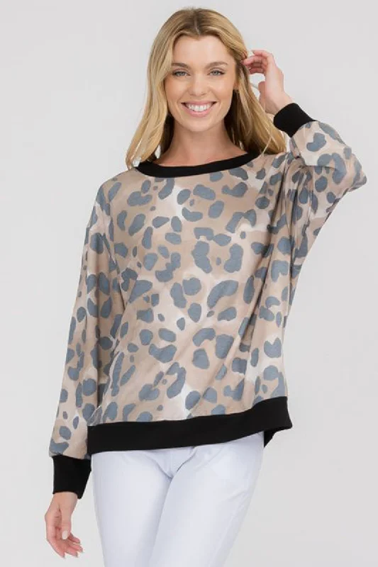 Vintage Soft Leopard Crewneck Sweater Fleece Fabric Down Fabric Feather Fabric