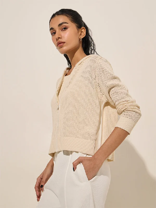 Studiofit Beige Knit-Textured Cotton Jacket Fleece Fabric Down Fabric Feather Fabric Studiofit Beige Knit-Textured Cotton Jacket Fleece Fabric Down Fabric Feather Fabric
