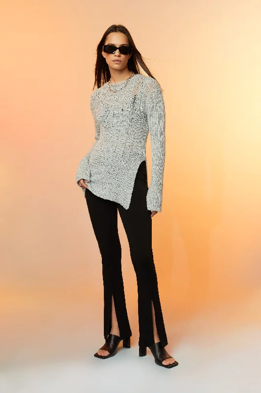 MESH KNIT SWEATER High Neck Crew Neck V-Neck