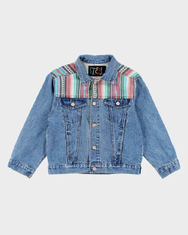 Vintage Woman's Medium Wash patterned Cropped Denim Jacket - L Corduroy Jacket Velvet Jacket Brocade Jacket Vintage Woman's Medium Wash patterned Cropped Denim Jacket - L Corduroy Jacket Velvet Jacket Brocade Jacket