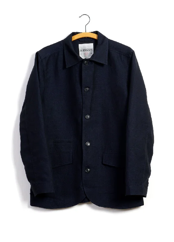 JOHANNES | Casual Blazer Jacket | 3-Tone Blue A-Line Jacket Boat Neck Shawl Collar