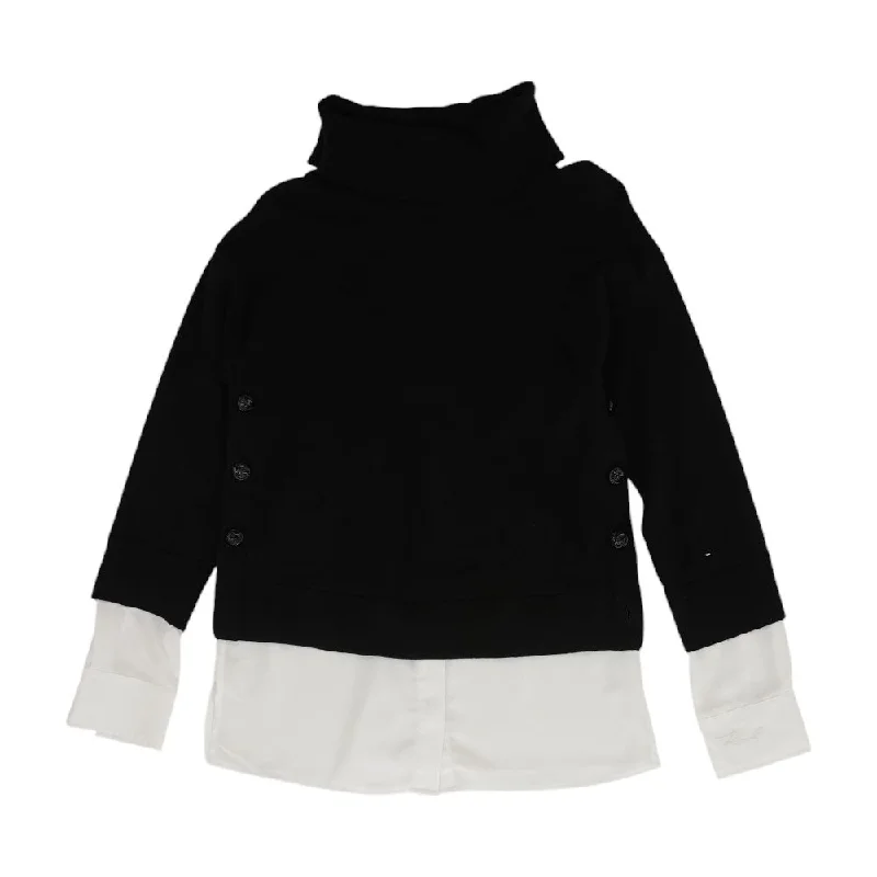 Black Solid Mockneck Sweater Slim Fit Regular Fit Oversized